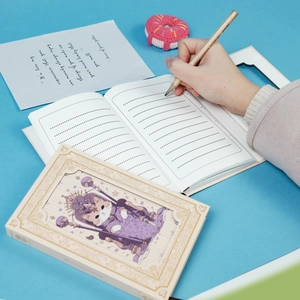 Vintage cat themed notebook with tri-fold pages and cat queen illustration for journaling