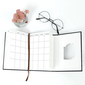 Floral cover trifold notebook with hollow magnetic buckle and hidden storage compartment