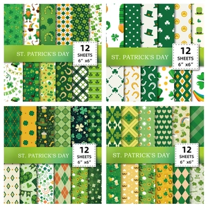 St Patricks Day Scrapbook Paper Pad Green Shamrock Horseshoe Patterns Decorative Craft Paper For DIY Card Making Journaling Scrapbooking Supplies