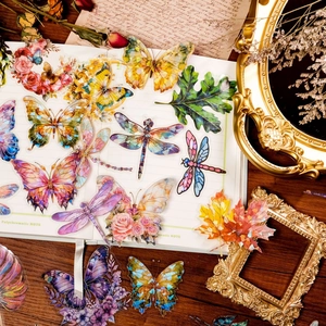 Holografische wasserdichte PET-Sticker mit Naturmotiven wie Schmetterlingen und Blumen