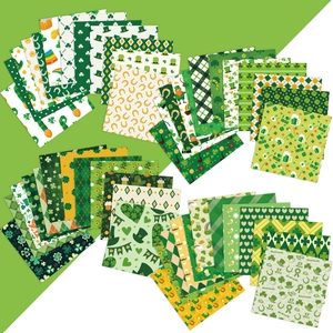 12-pack St. Patrick's Day decorative paper with shamrocks and green plaid patterns