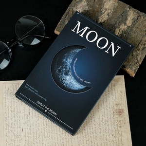Three-fold moon themed notebook with starry sky design and magnetic clasp closure