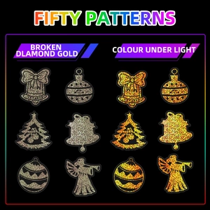 100 pcs gold laser Christmas PET stickers featuring 50 festive designs for DIY decor