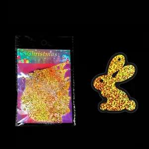 Christmas gold laser stickers set with waterproof PET holographic patterns for scrapbooking