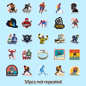 Set of 50 waterproof hockey sports stickers with various creative designs for DIY crafts