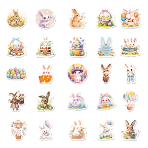 50 pieces of aesthetic Easter rabbit and egg graffiti stickers for holiday decoration