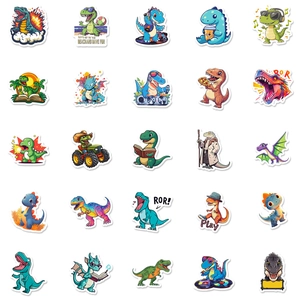 Set of 50 colorful cartoon dinosaur stickers for DIY scrapbooking and reward decals