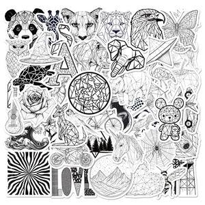 Adesivi Graffiti Animali Linea Geometrica Bianco E Nero Creativi Set Adesivi Per Laptop Fai-Da-Te In PVC Impermeabile Nordic