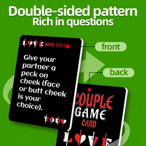 50 Creative couple game cards with heart design on a vibrant green background
