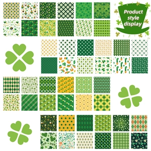 St. Patrick's Day theme decorative paper pack featuring various green shamrock patterns