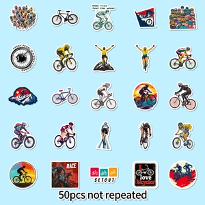 Pack de 50 pegatinas de bicicleta de montaña con siluetas y frases de ciclismo