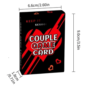 50 Lustige Pärchen-Spielkarten in schwarz-roter Herzbox, Größe 6,6x9,0x1,8 cm