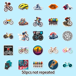 Plano de 50 pegatinas impermeables para bicicleta de montaña con motivos de ciclismo