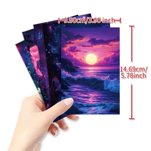 50 pieces of romantic purple sunset wall decoration cards with 14.69cm height dimensions