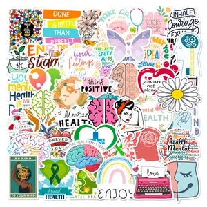Aesthetic Mental Health Awareness Waterproof Stickers For Laptop Scrapbooking Journal Phone Case Positive Quotes Decoration Women