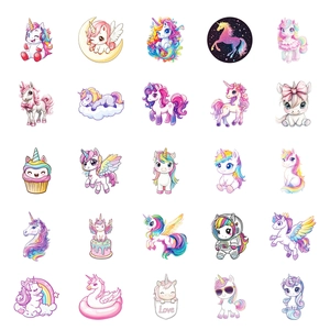 50-piece set of dreamy unicorn stickers in macaron pastel colors for DIY decor