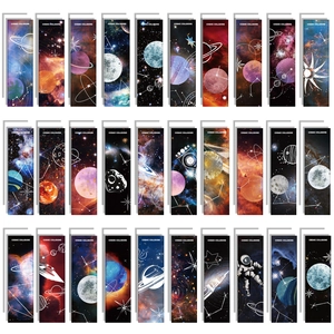 Lot de 30 marque-pages esthétiques thème espace cosmic collisions avec nébuleuses et planètes