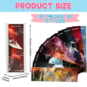 Lot de 30 marque-pages galaxie en papier avec motifs de vaisseaux spatiaux et dimensions