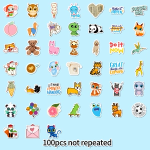 100pcs assorted cartoon animal stickers in fresh minimalist style for decoration