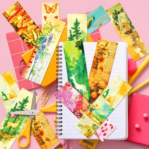 Pack de 30 marcapáginas de papel vintage con ilustraciones de naturaleza y flores