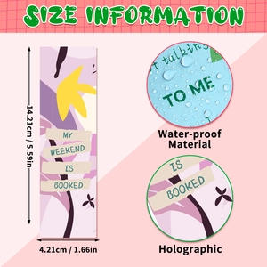 Holographic waterproof bookmark with abstract floral graffiti and motivational quotes