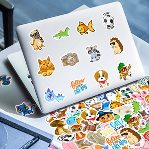 Set of 100 cute cartoon animal stickers for laptop decoration and scrapbooking