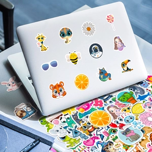 Lot de stickers de 4cm étanches style dessin animé avec animaux et astronautes sur ordinateur