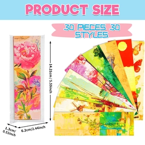 Set de 30 marcapáginas vintage con diseños florales y de óleo en caja transparente
