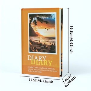 Romantic beach theme hardcover diary notebook in sunset orange, size 11x16.8x2.0 cm
