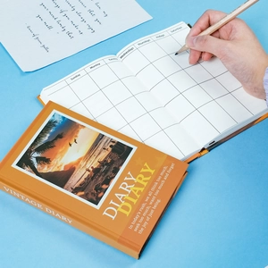 Detail of the inner pages showing the weekly planner layout of the beach diary
