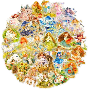 Aquarell Fee Prinzessin PET Aufkleber mit Laser-Goldfolie und holografischen Motiven