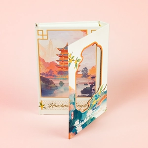 Three-fold Hanshan Temple notebook featuring traditional Chinese architecture and elegant art