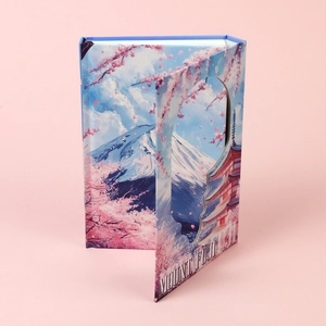Mount Fuji themed portable notebook with cherry blossom hollow design and magnetic buckle