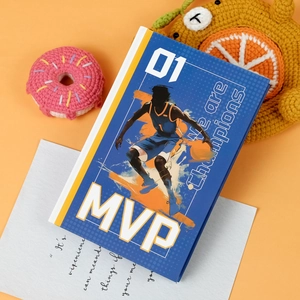 Basketball MVP Hardcover Notebook Creative Sporty Blue Lined Journal For Students Kids Wood Pulp Paper Diary Stationery