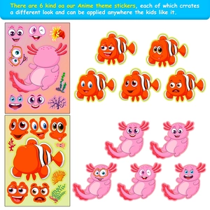 6 sheets of creative sea life cartoon face-changing stickers for kids fun activities