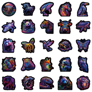 50 pezzi di adesivi graffiti di animali colorati con design in PVC psichedelico e impermeabile