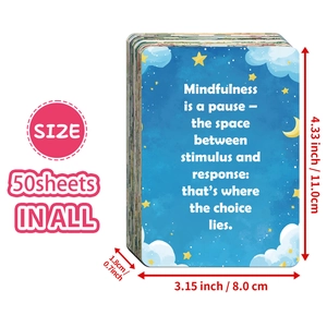 50 pack of floral mindfulness quote cards with dimensions 11.0x8.0x1.8cm in blue sky theme