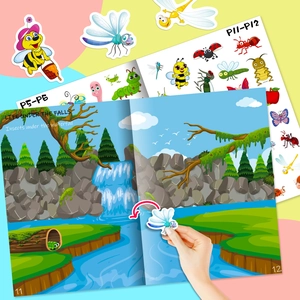 Kids Insect Theme Sticker Book With Waterproof Reusable Stickers Educational DIY Activity Toy For Toddlers Early Learning