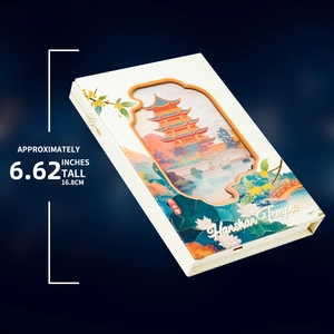 Detailed view of the Hanshan Temple themed tri-fold notebook featuring artistic cutout design