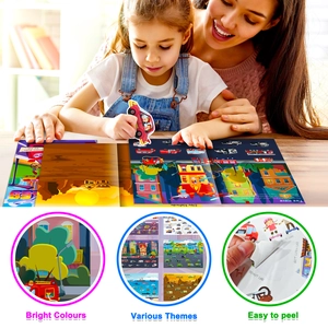 Detail showing easy-to-peel waterproof vehicle stickers for kids' interactive learning