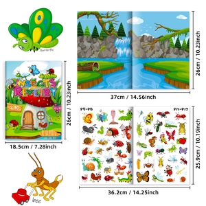 Insects theme sticker book for kids featuring 240 plus waterproof cartoon insect decals