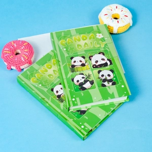 Cute panda theme hardcover notebook set with bamboo forest pattern and Panda Daily text