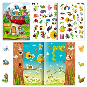 Children's insect theme sticker book with 240+ waterproof stickers and nature scenes