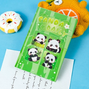 Cute Panda Daily Notebook Green Hardcover Cartoon Journal Stationery Wood Pulp Paper Writing Pad School Office Gift