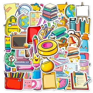 Cartoon School Stationery Stickers For Journaling Scrapbooking DIY Laptop Phone Case Decor Cute Educational Waterproof Decals