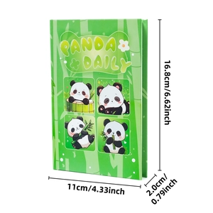 Cute green panda series portable notebook diary with daily panda illustrations 11x16.8cm