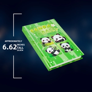 Detailed view of 16.8cm Panda Daily notebook with bamboo design and cute panda motifs