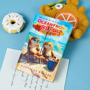 Taccuino a Copertina Rigida Oceanfront Bliss Diario con Illustrazione di Lontra Pagine a Righe Segnalibro per Ufficio
