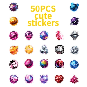 Set di 50 adesivi impermeabili disco ball pianeta cuore per decorazione e artigianato