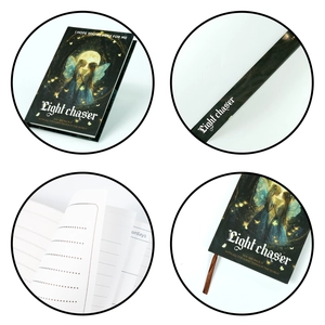 Detail of the Fairy Series hardcover notebook featuring Light Chaser fantasy cover illustration